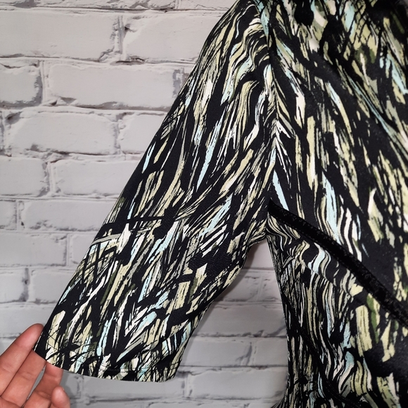 Connected abstract ikat print wrap midi dress 10 - Picture 6 of 13